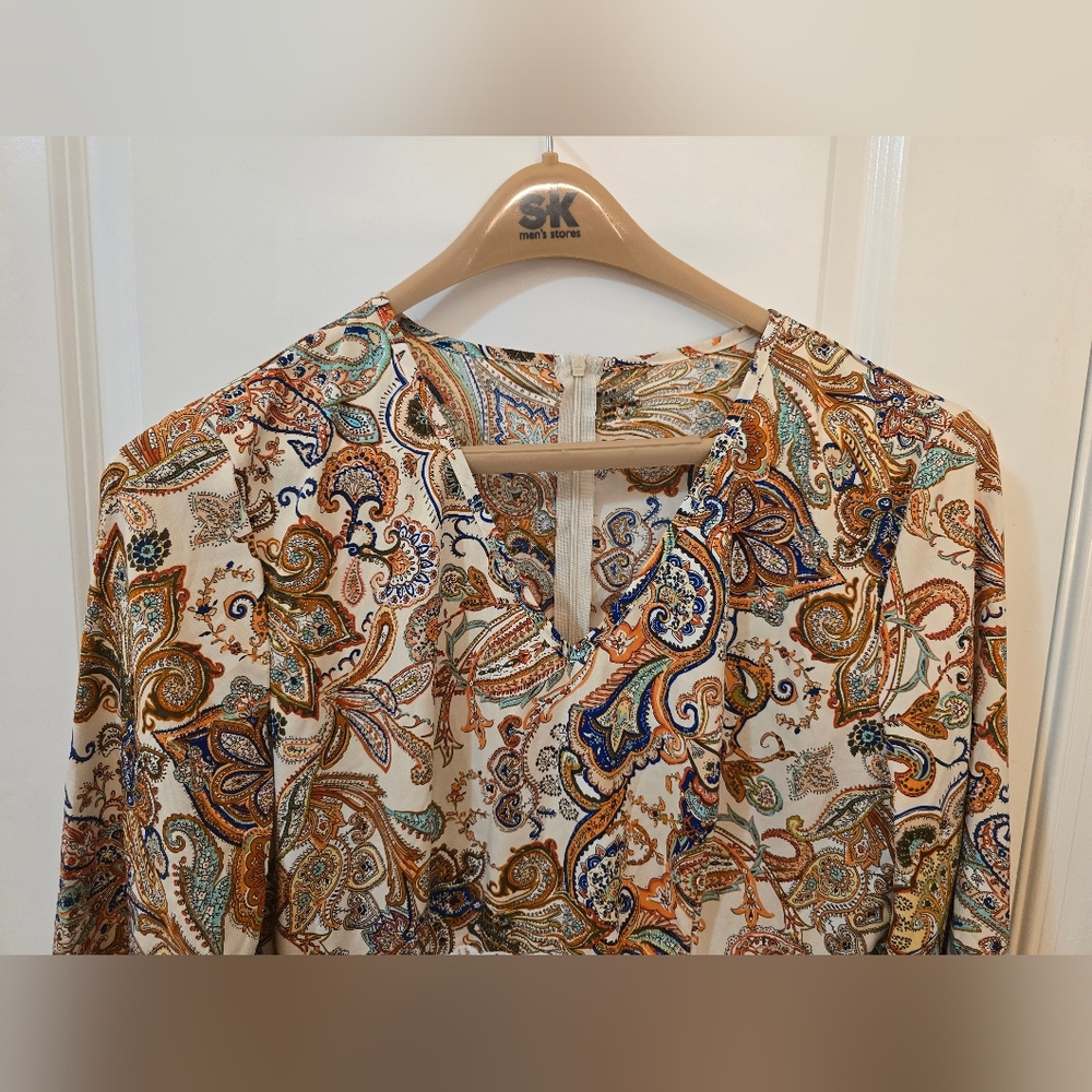 Paisley Long Sleeve Dress with Lace Detail, L - Picture 5 of 16